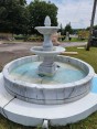 Two Tier Outdoor Marble Fountain with Pond & Concrete Base
