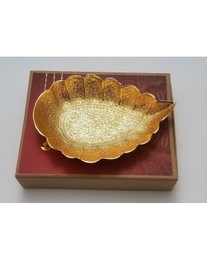 Brass Leaf Cup with spoon & Box