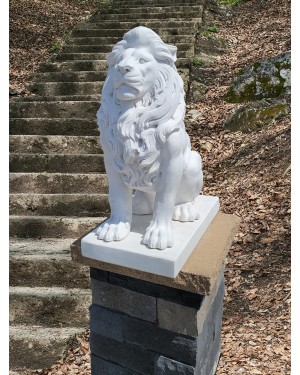 Majestic Lion (White) - Outdoor Marble Statue